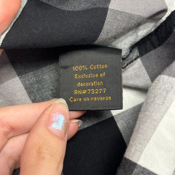 Helix Shirt Skull Wings Grunge Plaid y2k Mallgoth Cyber Biker Button Down Mens M - Picture 7 of 9